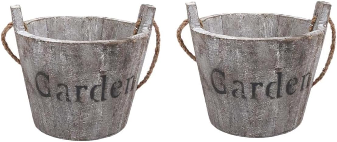2Pcs Creative Wood Flower Pot Retro Barrel Succulent Planters for Indoor Home Decor Premium Wooden Material Aesthetic Flower Holders for Stylish Gardening