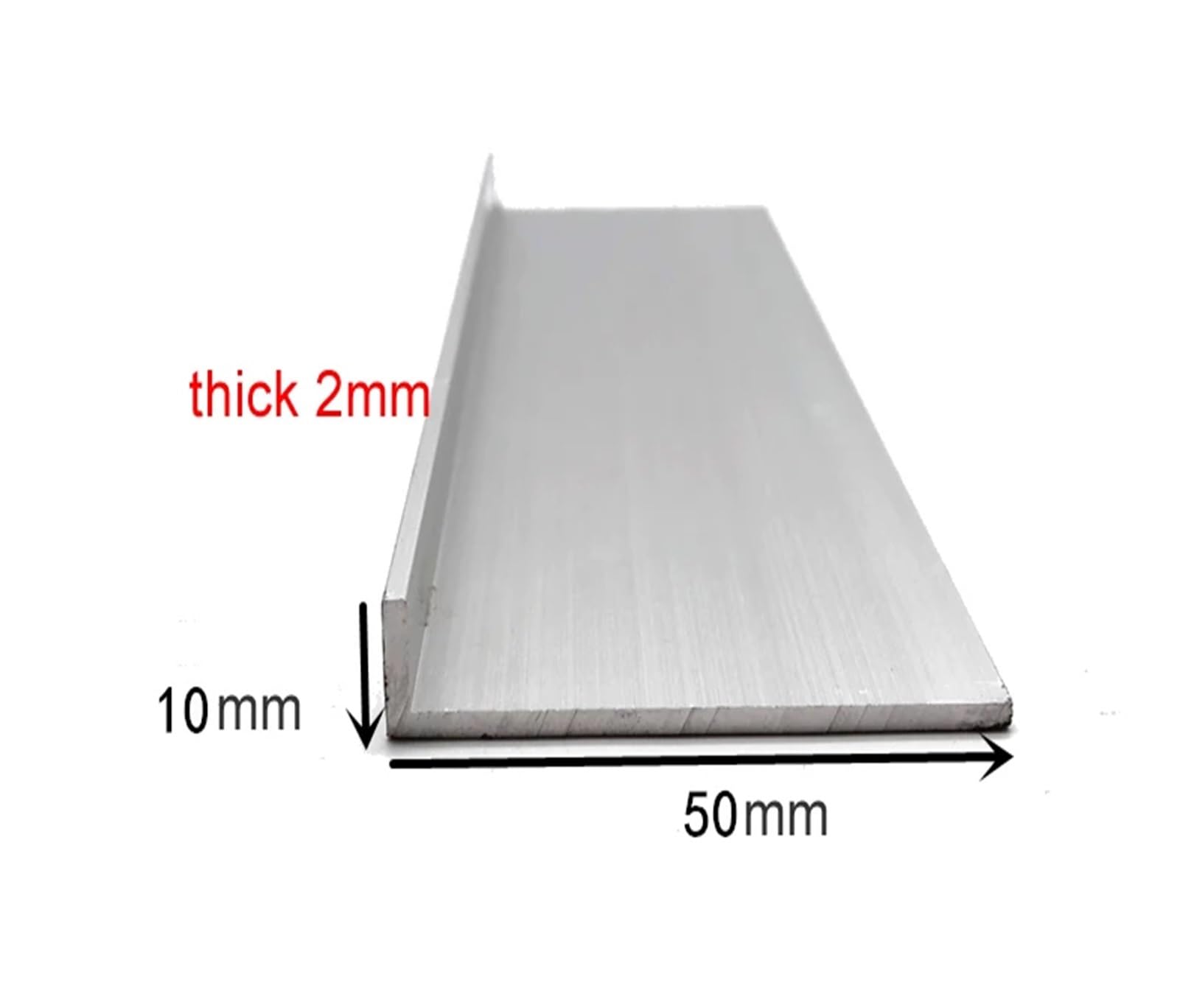 Aluminiumrohr 10x50mm dicke 1mm/2mm 6063 Rechtwinklig aluminium L-förmigen aluminium legierung Aluminium kanten dreieck profil(10x50x2mm,S)
