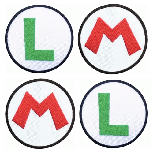4PCS M L Iron on Patches M L Embroidered Iron On Patch for Hats Clothes DIY Sewing Appliques for Garment Repair & Craft Decoration