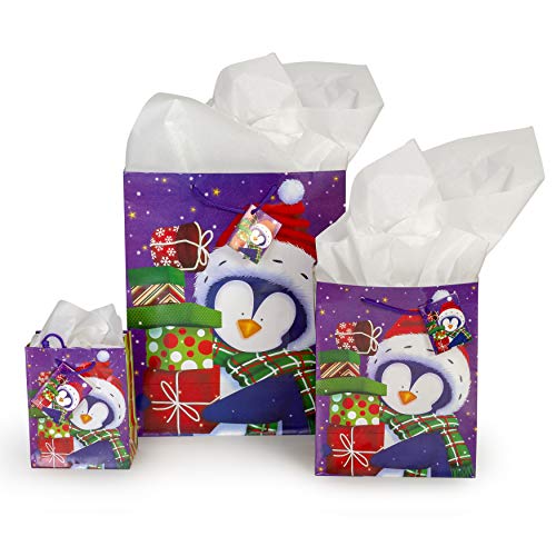 image for Besti Christmas Bags - Holiday Gift Bag Set with Tags In Assorted Size
