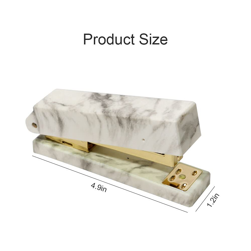 Hefter Marmorgold Metallhefter Büro Hartenträger, Hefter haben 20 Blattkapazität, leicht, ergonomische Hefter für den Schreibtisch zu Laden Heftklammern (Color : Gold Stapler Set)