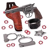 Toyland® 20cm (8") 5 Piece Sherif Fancy Dress Set - Die Cast Metal Cap Gun 96 Shot Caps Included, Belt, Holster, Handcuffs & Badge