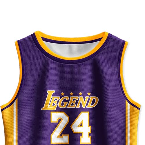 Kids Basketball Jerseys #24 Classic Mesh Tank Top Shorts for Boys Girls Sleeveless Athletic Training Uniforms