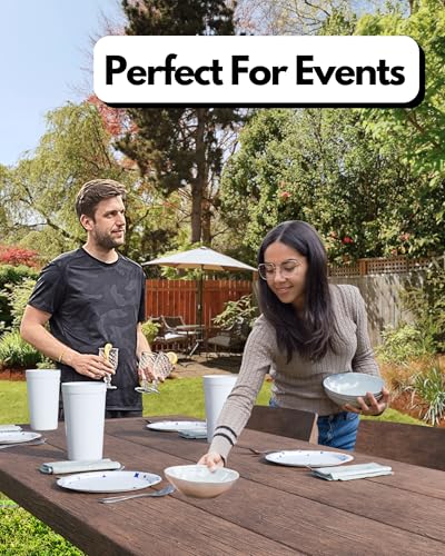 image for PartyPrints 10 Pack 32 oz White Blank Plastic Cups, Colored Plastic Dr