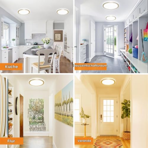 slochi LED Deckenleuchte Flach, 3Farben - 3000K/4000K/6500K, 900LM Ø12CM Klein Deckenlampe… – Ansicht 4