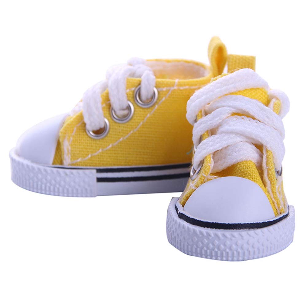 Omquot Doll Casual Shoes Soft Rag Doll Trainers Stylish Home Play (Yellow)