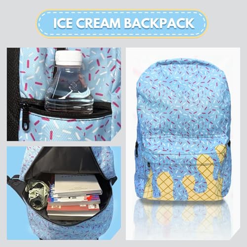 Ice Cream Backpack,Kawaii Large Capacity with Side Pockets Cute light (Red)2