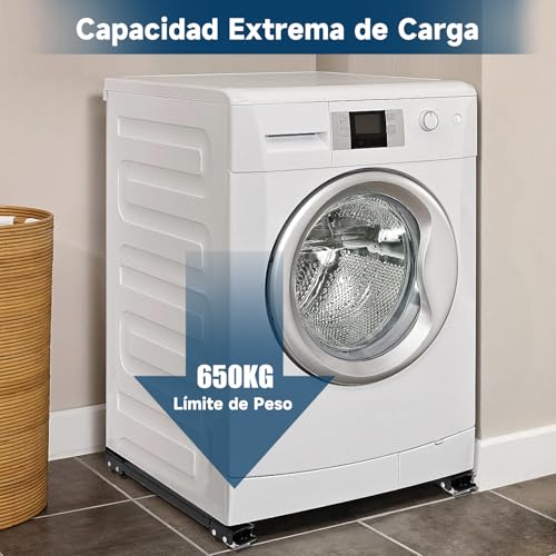 Image of Retractable Base for Washing Machine with Wheels, Fridge Holder, 46-71 cm Portable Mobile Base for Various Appliances, Washing Machine, Refrigerator, Dryer, Load 300 kg (Black)