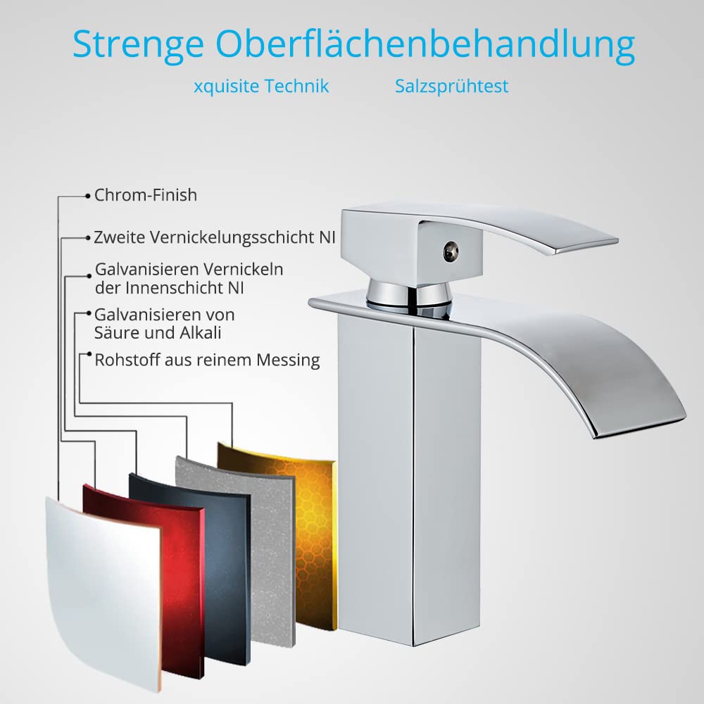 Wovier Waschtischarmatur Einhebel – Chrom, Modernes Design Mit Hohem Auslauf | Inkl. Zulaufschläuche, Für Waschbecken & Gewerbe
