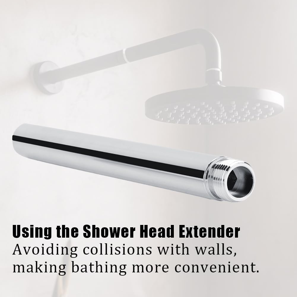 Joywayus Stainless Steel Shower Arm Extension Pipe, 7-inch Wall-Mounted Shower Pipe for Standard Showerhead Connection