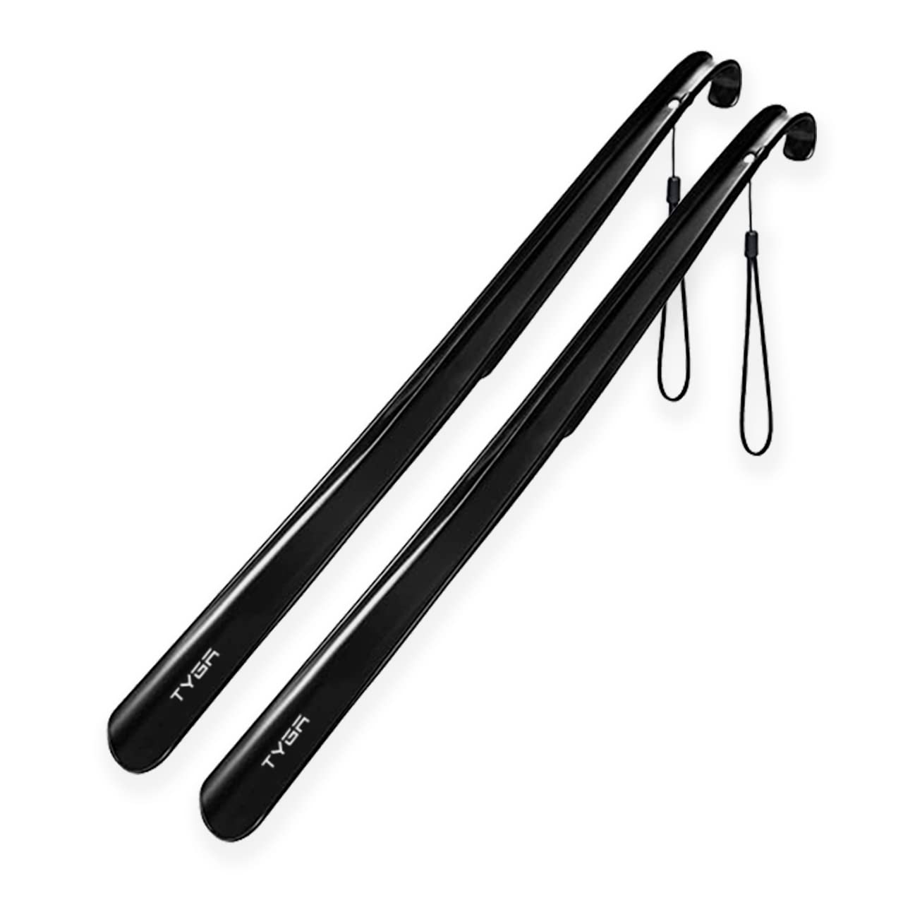 Tyga Store Men's Black Shoe Horn Extra Long Handled Inches, 58Cm, Comfortable, Elongated Footwear Fitter (For & Wo) (, 2) Size 23