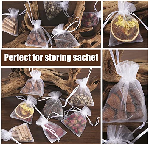 Intckwan 50 Stück Weiß Organzasäckchen 10 x 15 cm, Organza Beutel Geschenk Schmuck Hochzeit Bonbonsbeutel Mit Satin-Kordelzug Für Festival Party und Hochzeit