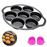 Pre-seasoned Cast Iron Cake Pan Mini Cake Pan Cast Iron Biscuit Pan, Cast Iron Cookware for Biscuits, Muffins, and Scones