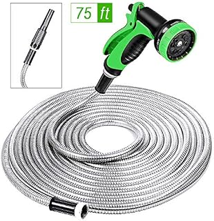 SPECILITE Heavy Duty 304 Stainless Steel Garden Hose 75ft, Outdoor Metal Water Hoses