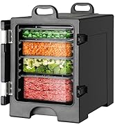 SILVEL 81 Quart End-Loading Insulated Food Pan Carrier, 5 Full-Size, Food-Grade LLDPE Material Pa...