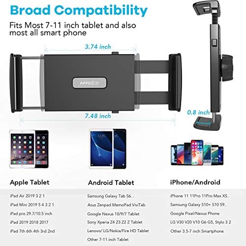 APPS2Car 13 inches Car Tablet Suction Windshield Mount Flexible Long Arm Goose-neck Compatible with 7-11 inch iPad & Tablet Long Reach Car Tablet Holder Windscreen