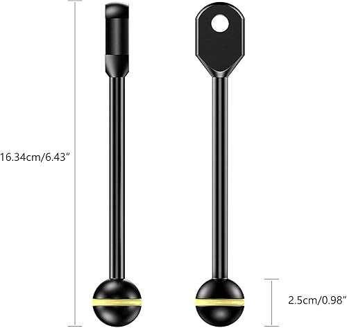 Miniatura 2 de Seafrogs - Brazo de clip de bola a cabeza YS de 1 pulgada, 6.43 pulgadas6.4 in, aleación de aluminio, brazo adaptador de cabeza YS, conector