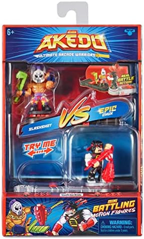 Akedo 14266 Ultimate Arcade Warriors Versus Pack EPIC CHUX VS SLASHSHOT Mini Battling Action Figures Ready, Fight, Split Strike