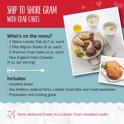 Lobster Gram - Ship to Shore Dinner for Two – 2 Fresh Maine Lobster Tails, 2 Filet Mignons, Crab Cakes – Fresh and Fast Delivery - From the No. 1 Seafood Delivery Company, 3.5 Pound (Pack of 1) - Thumbnail 2