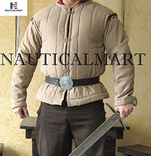 NauticalMart Medieval Celtic Viking Armor Padded Gambeson Long Sleeves (Large)