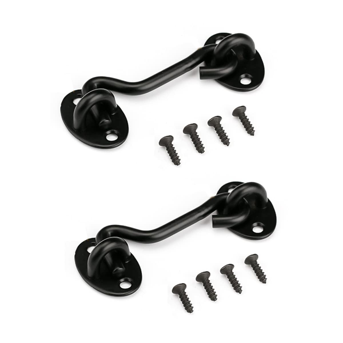 2pcs 3" Privacy Hook and Eye Latch, Stainless Steel Barn Door Lock Heavy Duty Solid Thicken Barn Door Latch with Mounting Screws, Easy Lock for Wooden Gate Window - Matte Black-image-25