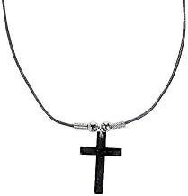 Thelma's Shop Wholesale Hematite Cross Necklaces On 18" Imatation Leather Cords Metal Clasp Breakaway Closure, Religious Events, VBS, Sunday School, Easter, Baptism, Jewelry - pack of 24