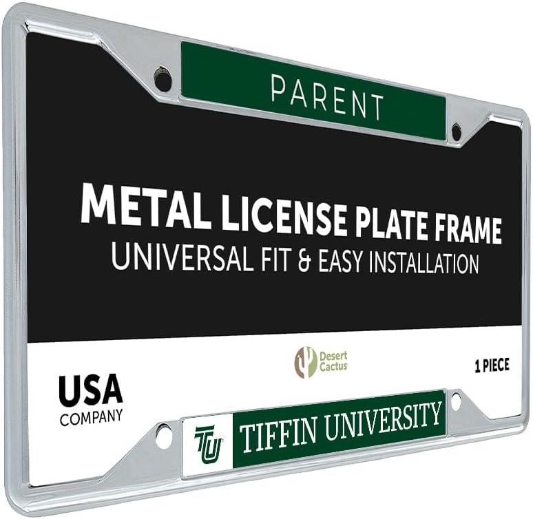Desert Cactus Tiffin University License Plate Frame Dragons Car Tag Holder for Front or Back of Car Officially Licensed Metal (Parent)