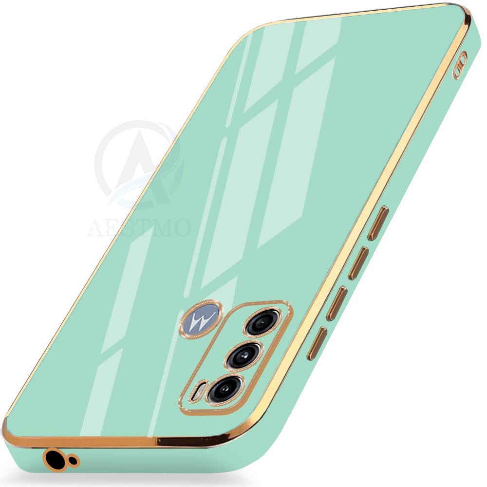 AESTMO Thermoplastic Polyurethane Back Case Cover For Motorola Moto G60, Moto G40 Fusion Back Cover, Gold Electroplating Chrome, Raised Edges, Super Soft-Touch, Bumper Back Case (Gold & Mint Green) (B0C1NXZPFT) Amazon Price History, Amazon Price Tracker