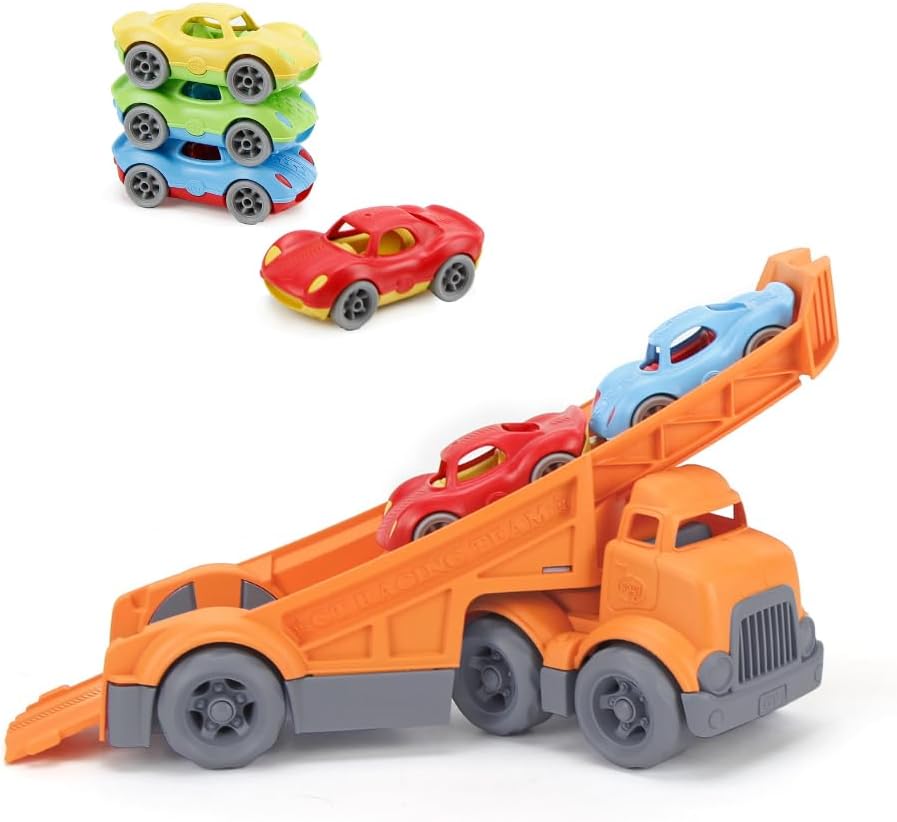 Green Toys Racing Truck & Stack & Link Racer Bundle – Vehicle Play Set