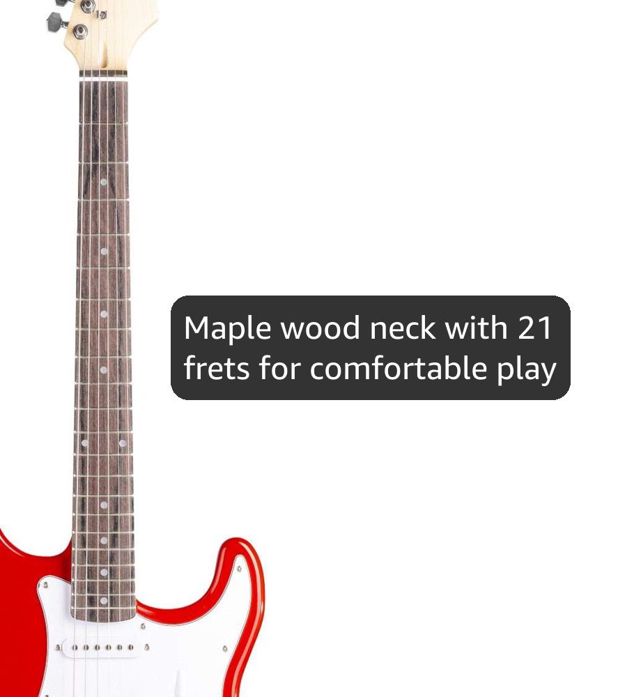 Max GigKit Red Beginner Electric Guitar Starter Kit with Classic S-Style Design, 40W Amplifier, Guitar Bag, Tuner & Accessories Included – Ideal Complete Package for New Learners