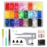 LIHAO Snaps and Snap Pliers Set, 375 Sets T5 Plastic Buttons for Sewing and Crafting