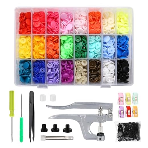 LIHAO Snaps Zange mit 375 Set T5 Druckknöpfe in 24 Farben Nähfrei Zubehöre in Organizer