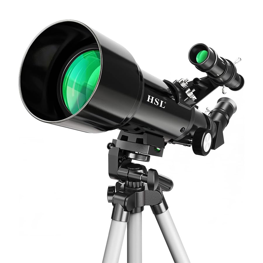 HSL Telescope for Adults,70mm Aperture 400mm Focal Length Refractor Telescope for Astronomy Beginners(20x-100x) - Travel Telescopes with Carry Bag and Adapter(White)