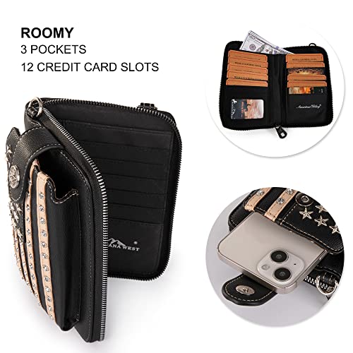 Montana West Women's Patriotic Studded Tote Satchel Handbags Concealed Carry Purse Crossbody Bags Black Mbb-Us04-183Bk #TOP4