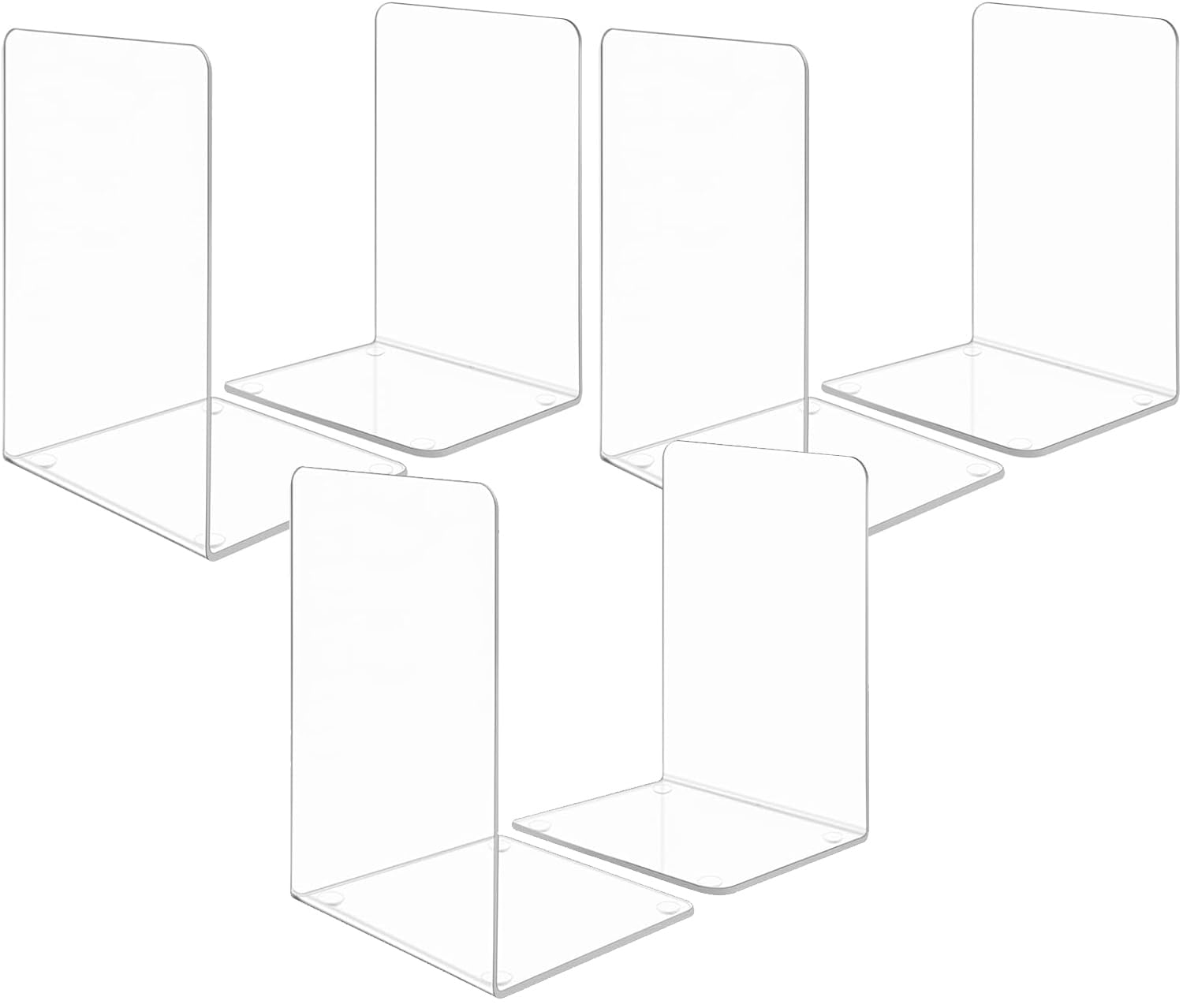 LATRAT - Juego de 6 abrazaderas de libro de acrílico transparente, forma de L, resistente y duradera, tapa de libro universal para oficina, estantería, oficina