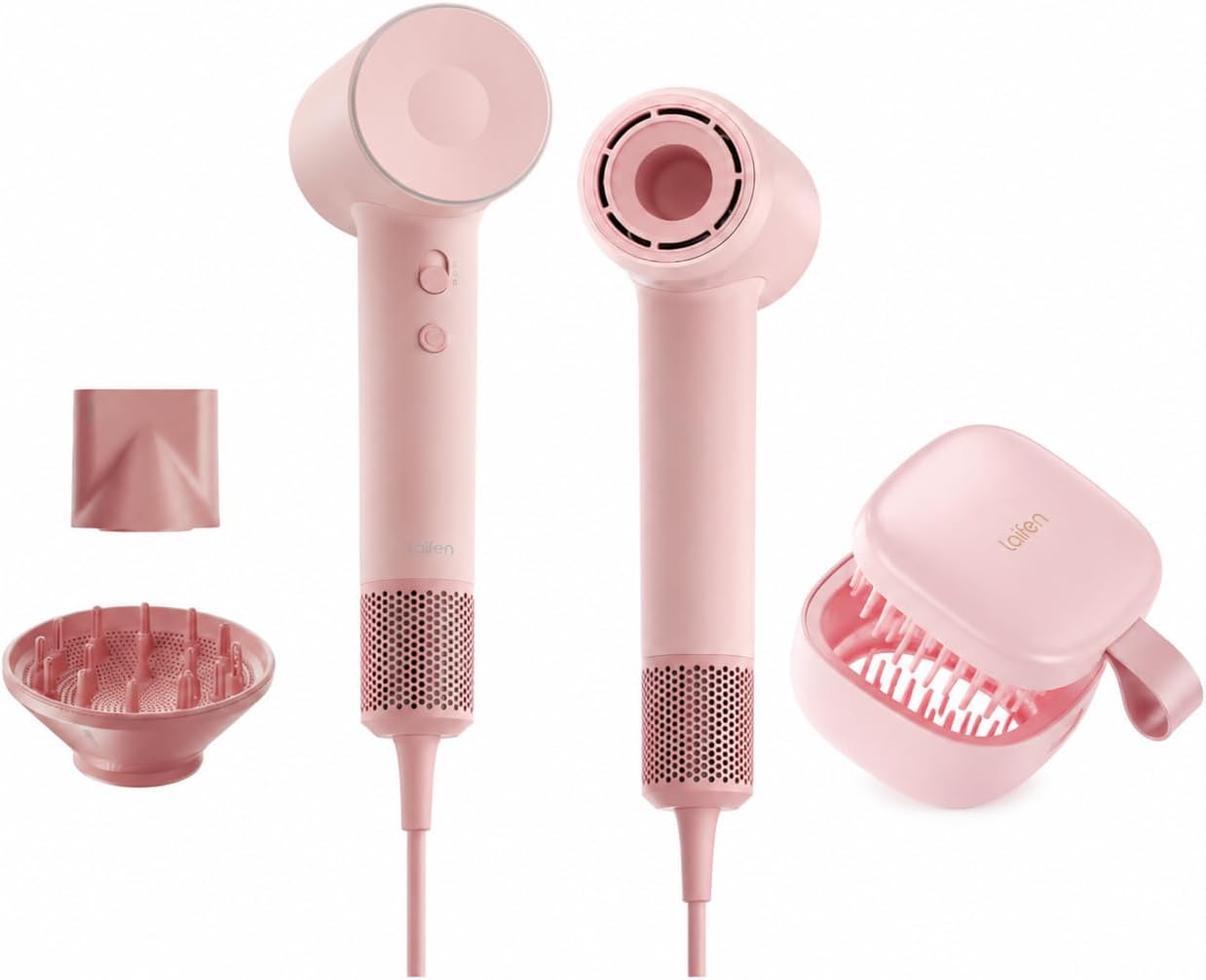 Laifen Pink Hair Dryer SE 2 with Laifen Pink Hair Brushes