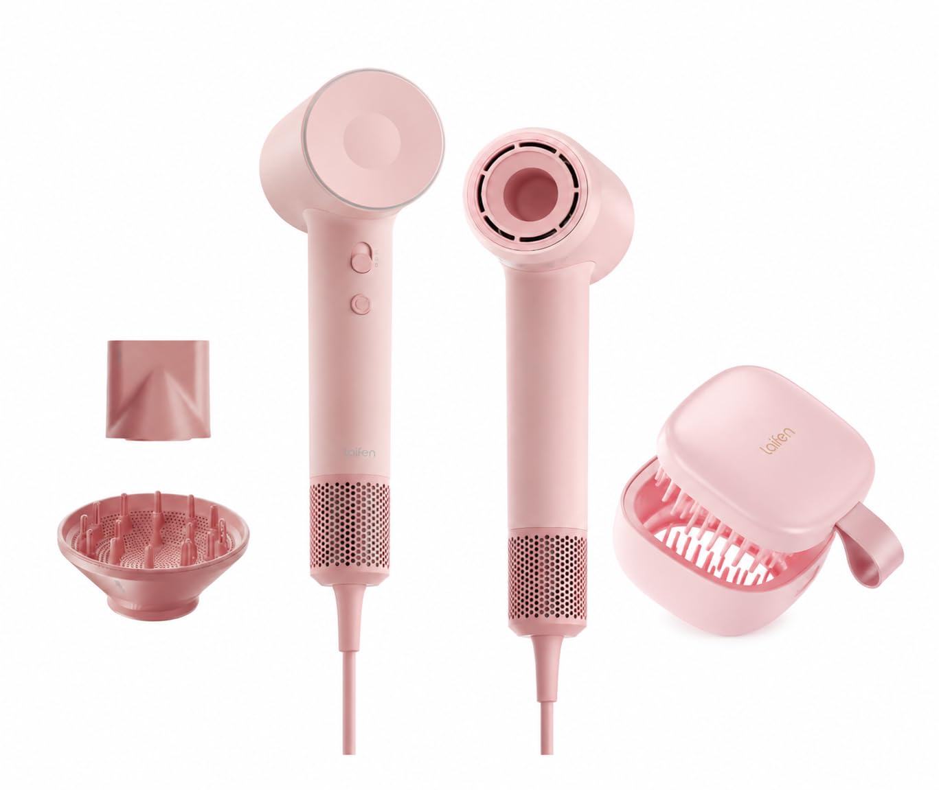 Laifen Pink Hair Dryer SE 2 with Laifen Pink Hair Brushes