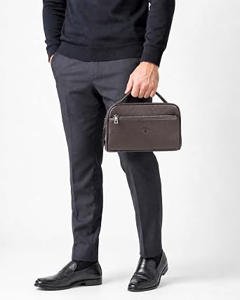 Mens Handbag Portfolio Bag Two Compartment Handbag Clutch Bag