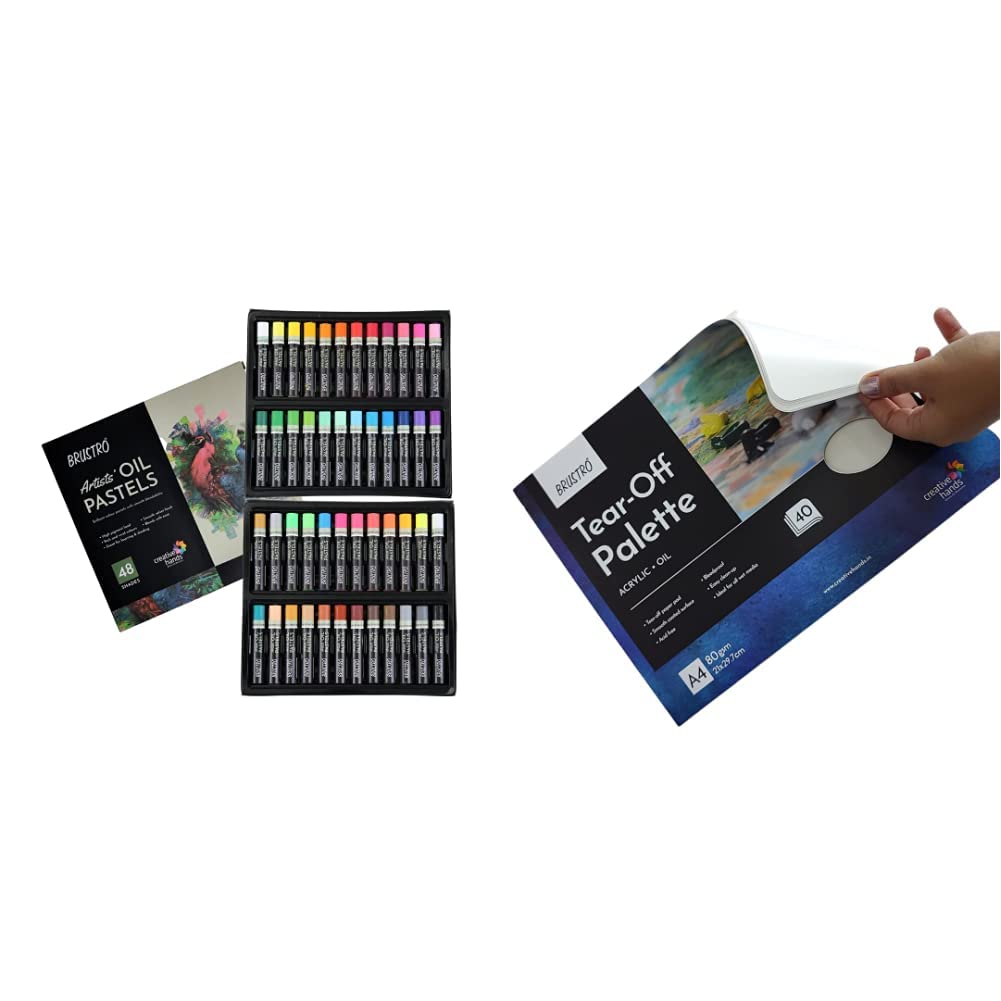 BRUSTRO Artists Oil Pastels Set of 48 (Multicolored) Tear Off