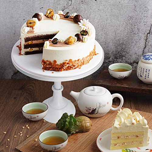 Set of 3 Pieces Cake Stands Iron Cake Holder Dessert Display Plate Serving Tray for Baby Shower Wedding Birthday Party (White)