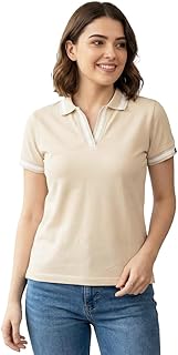 Wear Your Opinion S to 5XL V Neck Stripe Collar Tshirt for Women Polo Top