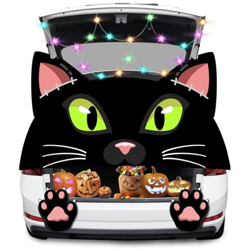 Trunk-or-Treat: How It Works and How to Join 3 DEKWELL Trunk or Treat Car Decorations Kit,Halloween Cute Black Cat Decorations for SUV Halloween Decor for Garage Door Entryway Archway (Black Cat)