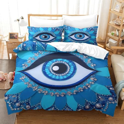 Housse de couette dragon bleu fantastique pour chambre fille grand lit