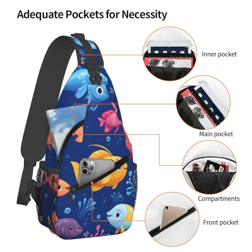Mochila tipo bandolera con diseño de peces marina miniatura 4