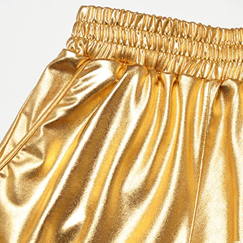 Mirawise Women's Metallic Shorts Gold Summer Yoga Hot Shiny Sparkly Small Outfit Short Pants With Sunglasses #TOP2