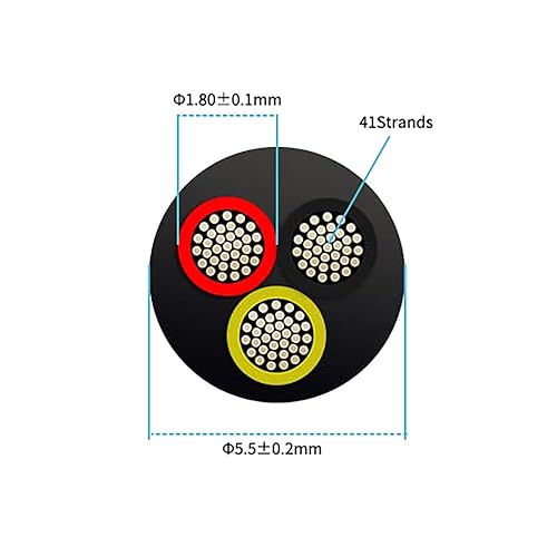 Miniatura 5 de Cable eléctrico de calibre 18 y 3 conductores de 50 pies, UL 2464 18 AWG 3 cables de cobre estañado PVC trenzado de 183 núcleos para iluminación