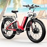 🚲 【Powerful Brushless Motors】 Equipped with Peak 3000W (1000W*2) motors, this electric bike delivers exceptional power and torque for conquering hills and off-road terrain. It can reach top speeds of around 38 MPH. The motors provide strong 160 Nm of...