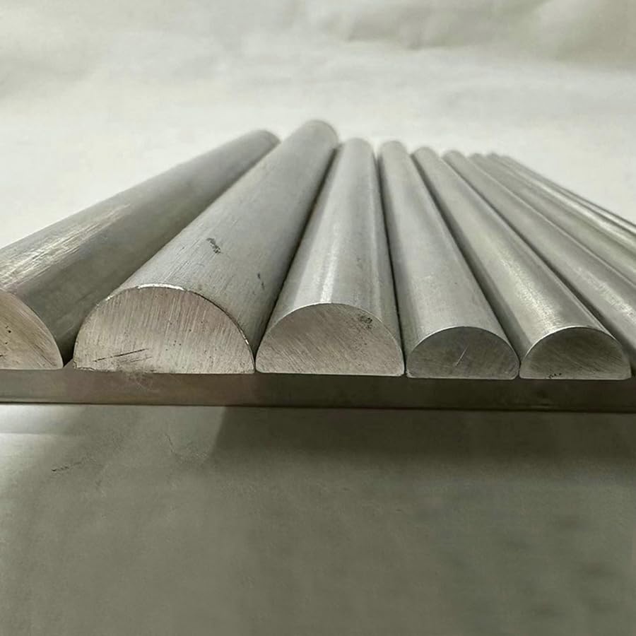 Barra in acciaio inossidabile semicircolare 304 da 19,7 pollici di lunghezza per la lavorazione di parti di alberi semicircolari solidi in metallo fai da te (Silver, 4 Piece/8MMX16MMX50CM)
