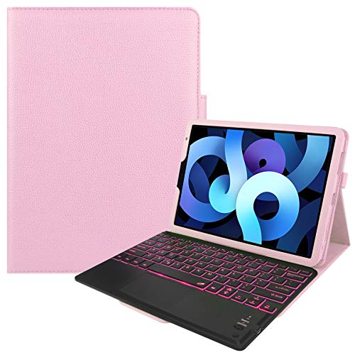 PCATEC iPad Air4/Pro11 2020/2018�p ���U�[�P�[�X�L�[�{�[�h�^�b�`�p�b�h�t�� 7�F�o�b�N���C�g�S�ʕی� ���f���ԍ� A2324 A2072 A2228 A2068 A1980 A1934 �Ή� �����[�g���[�N�œK �ݑ�Ζ� (