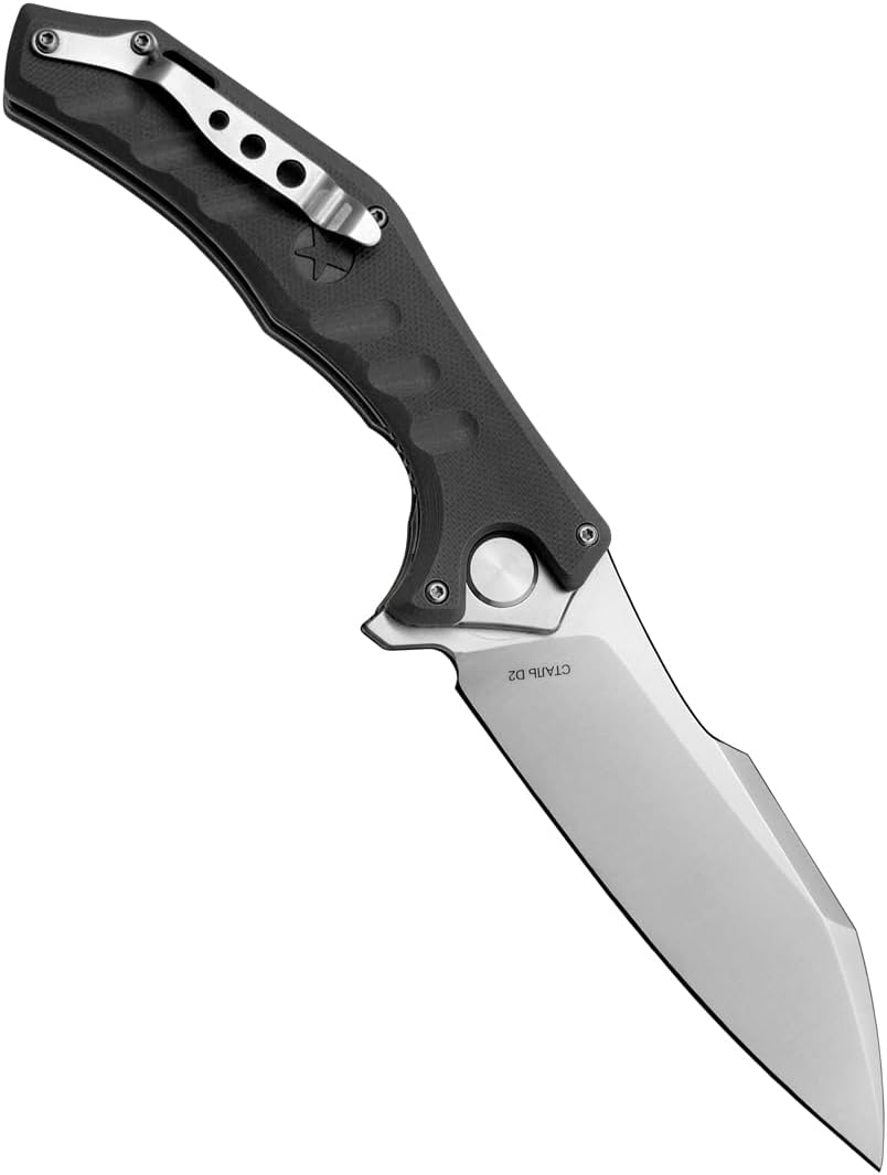 HOKC Mongoose-2 | 336-100406 | Pocket Knife, EDC Knife by Official Dealer - Designed by Russian Master Aleksander Biryukov - Liner Lock, G10 Handle, Adjustable Pocket Clip, Ball Bearing, Finger Flipper, Long and Durable D2 Stainless Tool Steel, Satin Finished - Ideal for Camping & Hunting